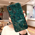 Hard clear silicone phone case with gold foil epoxy purple decoration for iPhone and Huawei smartphones
