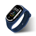 Black silicone smart wristband with 1-inch touchscreen and wireless earphone combination for Android devices