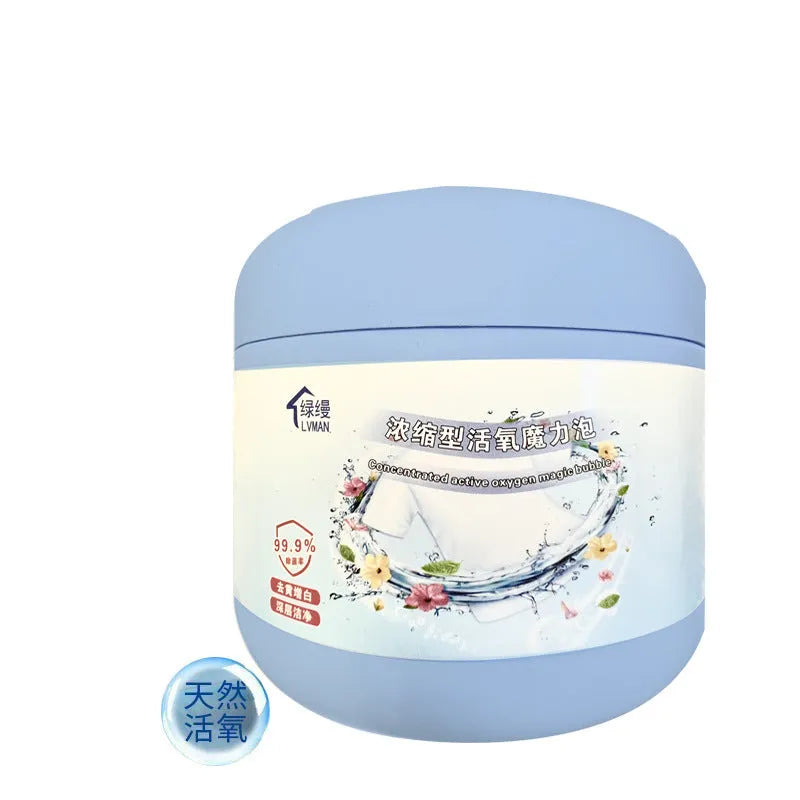 400g bottle of active oxygen bleaching powder for household clothes stain removal.