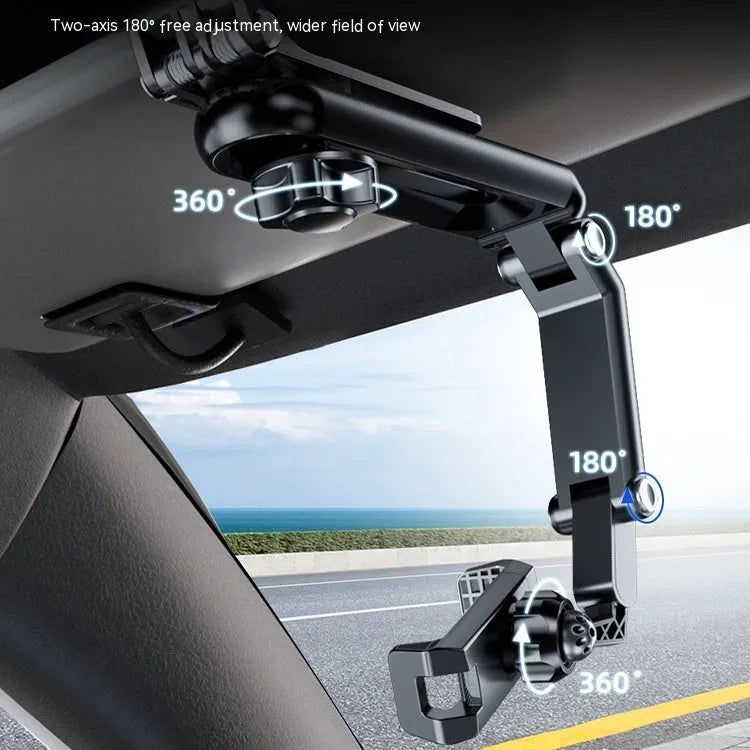 Car mobile phone bracket with one-clip design mounted on car air vent, showing adjustable side clamps