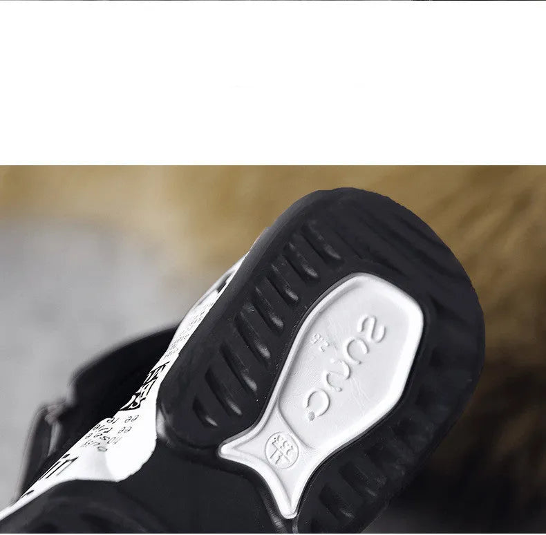 High-top men's snow boots in 2280 black and white with suede upper and rubber sole