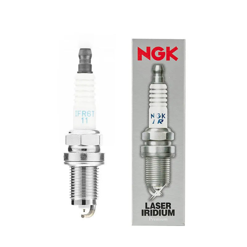 Iridium platinum spark plug with 14mm thread, 19mm screw length, 1.1mm gap and Hex 16 fitting in silver