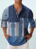 Man's thin casual long sleeve Hawaiian shirt with digital bamboo linen stripes in assorted colours.