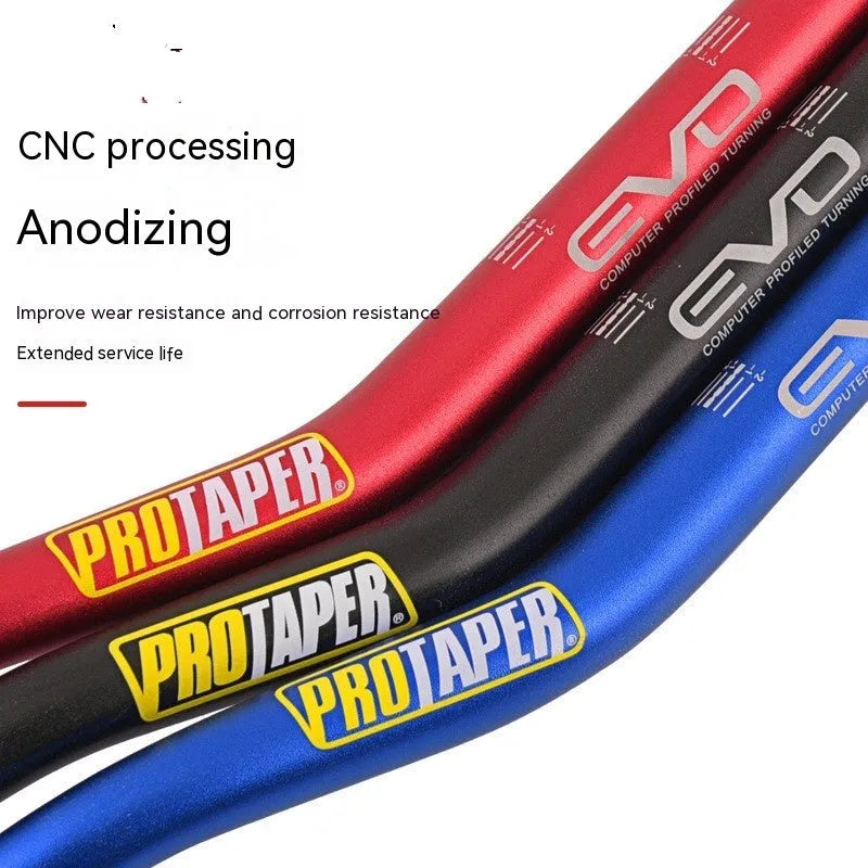 Orange EVO style aluminium alloy motorcycle handlebar showing 28mm diameter and width.