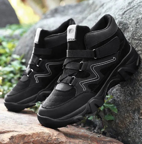 Men's shoes shown in available colours: black, blue, brown, dark grey, and black white.