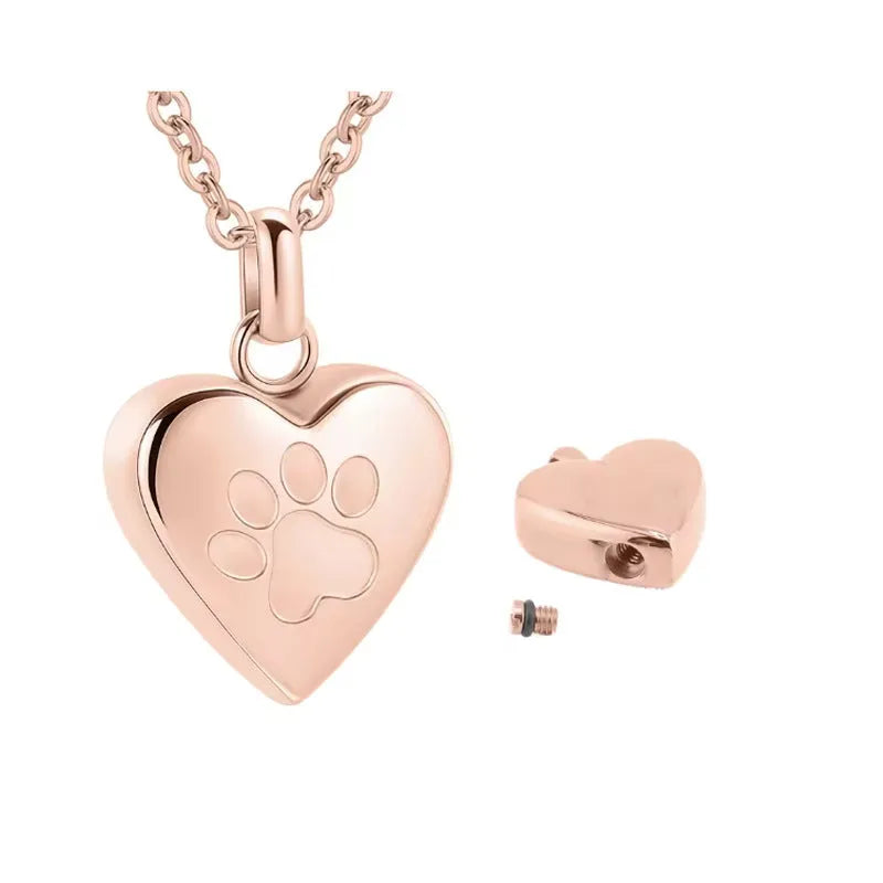 Simple love paw print titanium steel heart pendant necklace that opens.