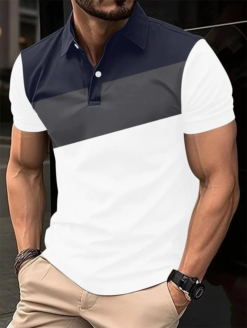 Men's 3D printed loose fit t-shirt in polyester pearl cotton fabric with colour matching pattern