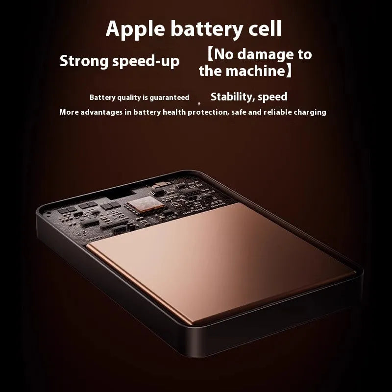 Magnetic power bank with transparent bracket and built-in cable in Mysterious Black colour