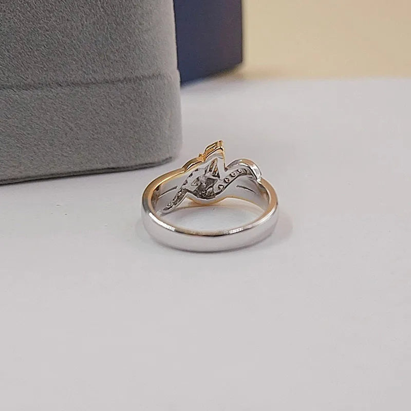 14K gold electroplated prayer hands ring for women, geometric design, alloy with artificial gem inlay, 4 grams, gold finish