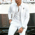 White men's slim fit two-piece wedding suit with jacket and trousers for formal ceremonies