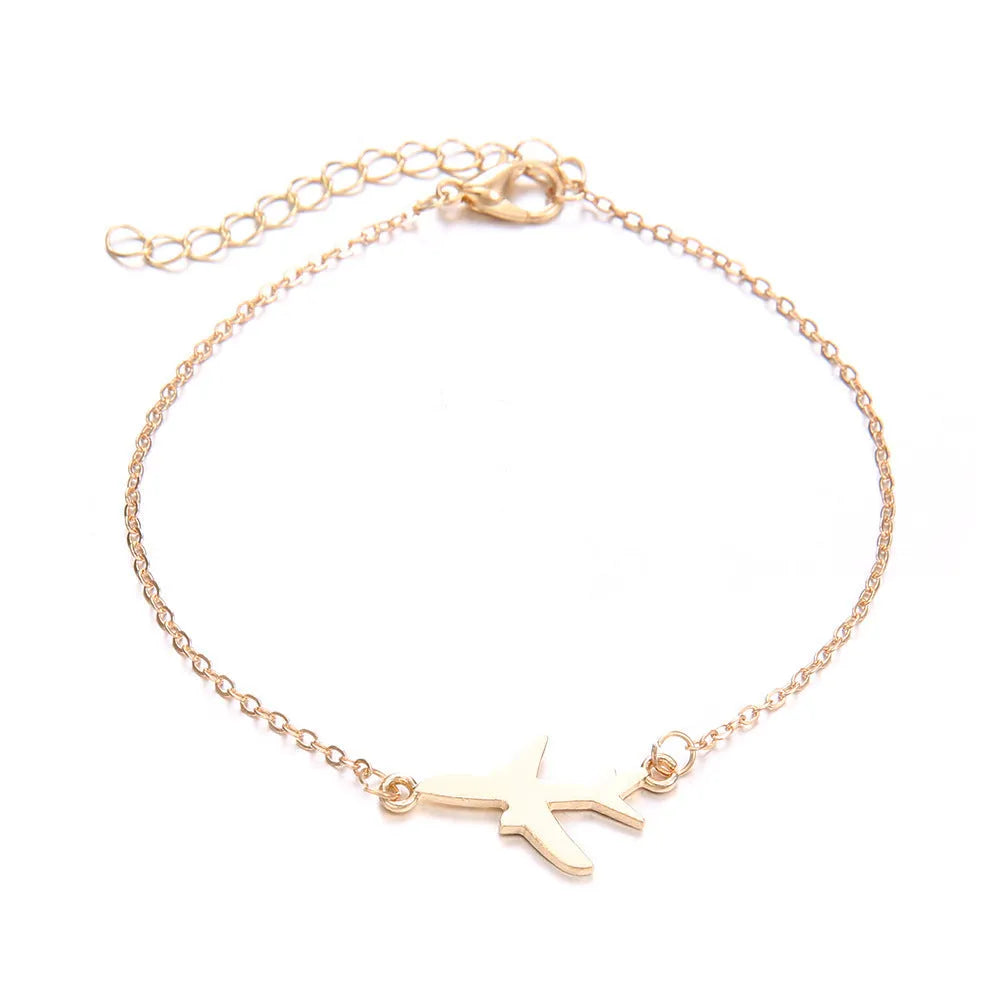 Three bohemian bracelets with heart-shaped aircraft map charms in sku2104 colour