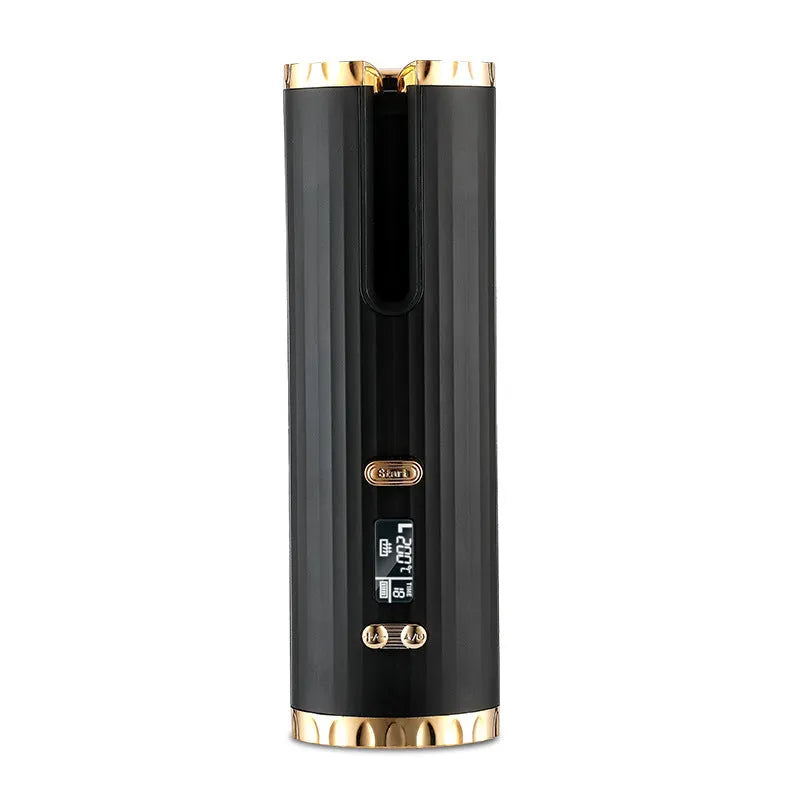 Rechargeable automatic hair curler with LCD display and ceramic rotating barrel in choice of colours