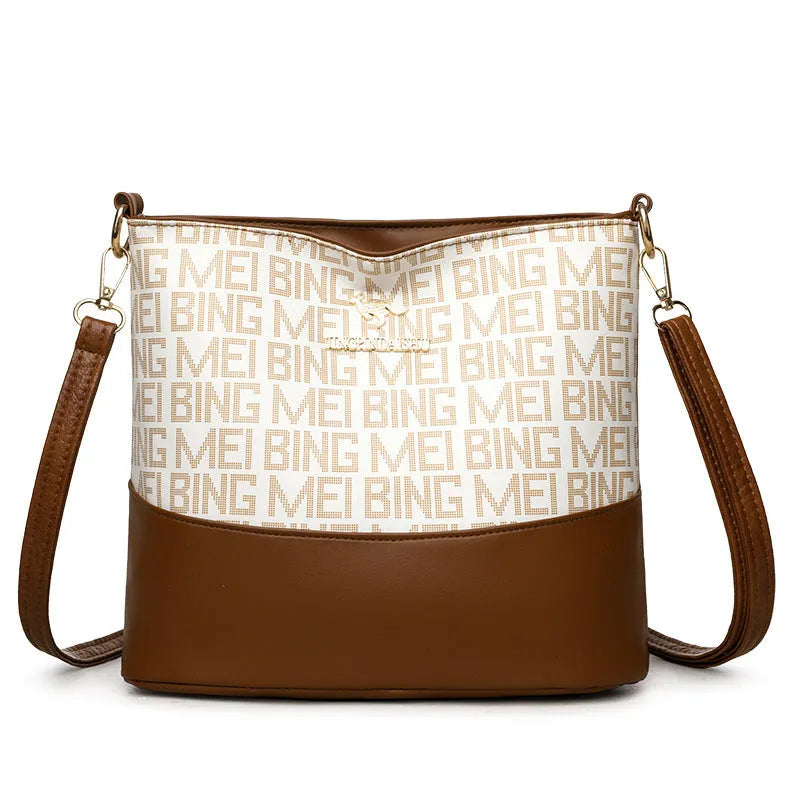 Brown soft PU leather messenger bag with internal phone and file compartments