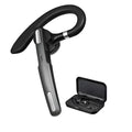 Black mono Bluetooth headset with over-ear hook and active noise cancellation, IPX6 waterproof rated