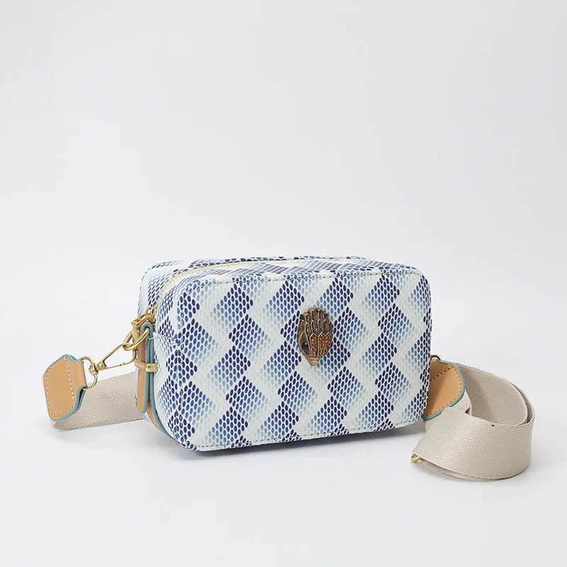 Camera bag with wide eagle head shoulder strap in blue colour