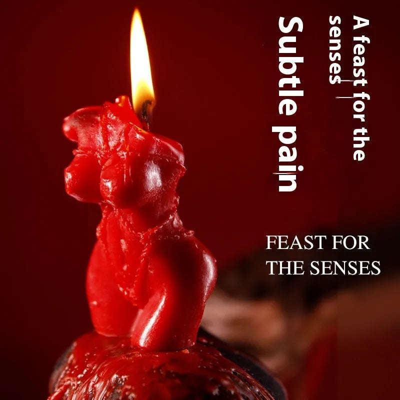 Rose red, pink, and purple low temperature soy wax candles for sensual massage.