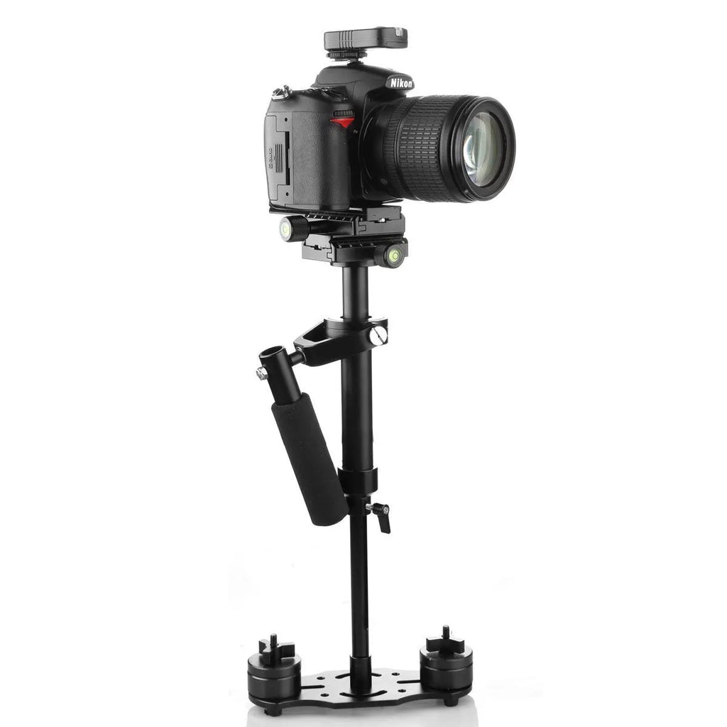 Black S40 and S60 handheld camera stabilisers with adjustable height mechanism