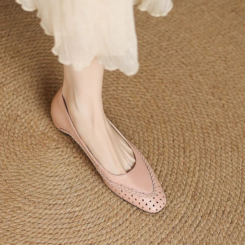 Women's plus size mid heel sandals with hollow-out design in light blue colour