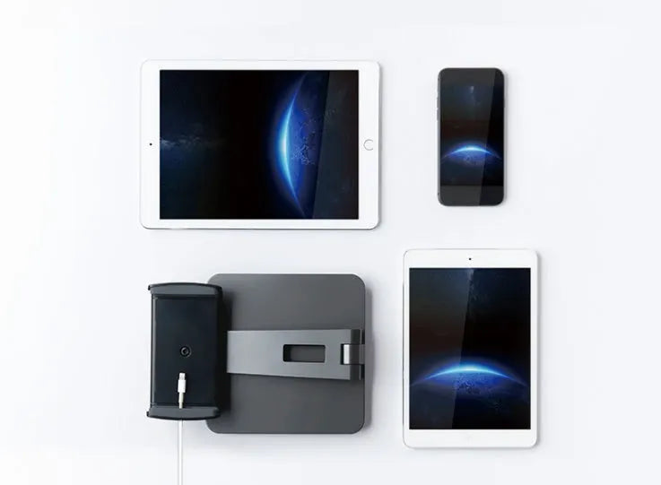 Foldable aluminium desktop phone and tablet stand with 360° rotation