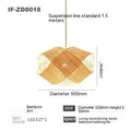 Bamboo woven rattan ceiling lamp with adjustable height in new Chinese style for restaurant lighting