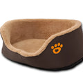 Round brown dog bed in PP cotton, fleece and Oxford, size S 45x40x17cm or M 60x55x17cm