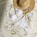 Women's halter lace-up bikini swimsuit in polyester fabric for beach wear