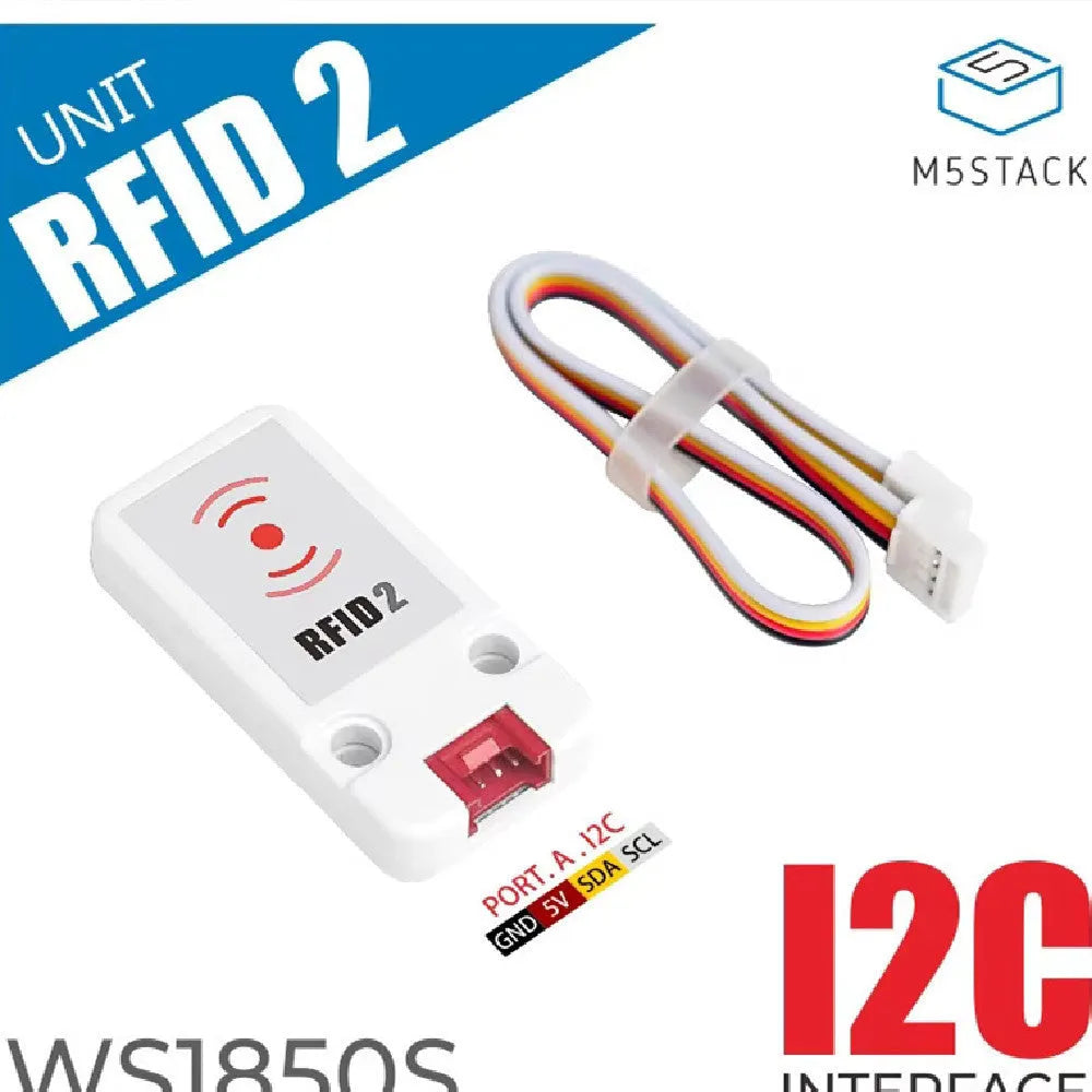 M5Stack WS1850S RFID 13.56MHz reader module with HY2.0-4P connection cable.