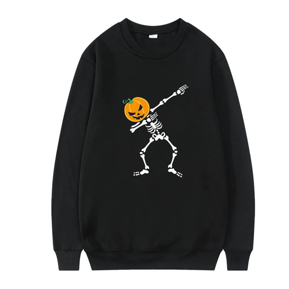 Women's cotton crew neck long sleeve printed top in black, red, yellow, white, or orange red.