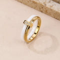 Women's titanium steel heart-shaped double ring with glossy stitching and inlaid zirconium stones