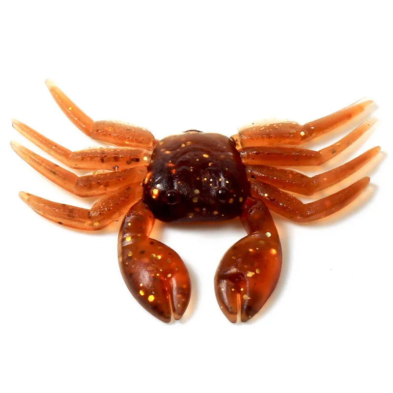 8cm PVC crab fishing lure in red and brown colour variations