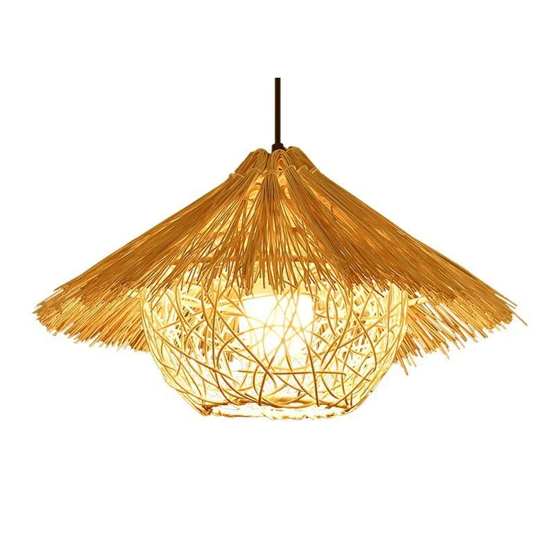 Straw hat chandelier Southeast Asia rattan pendant light in F model 25cm, 30cm and 36cm sizes