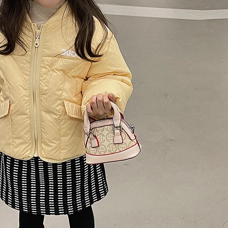 Fashion colour contrast mini crossbody coin purse for girls, PU leather, available in bear brown and beige letters