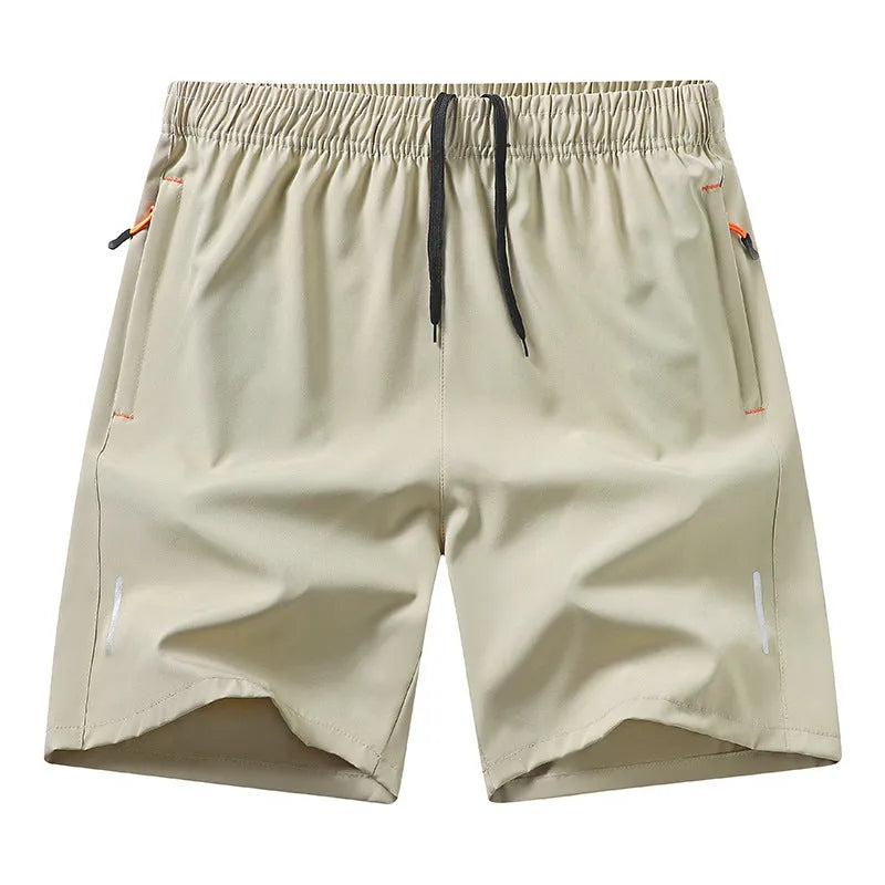 Men's summer athletic shorts in thin polyester, straight leg, available in five colours and sizes S to 2XL