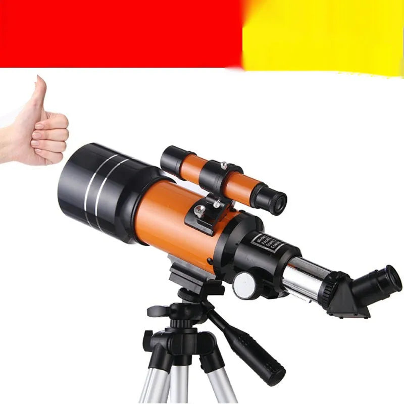 Yellow monocular astronomical telescope 70A standard for outdoor moon and deep space viewing