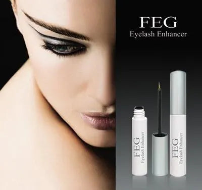 FEG Eyelash Enhancer 30ml bottle, paraben-free serum for lashes and brows, shown with applicator