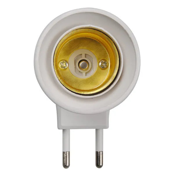 White bakelite wall plug-in E27 lamp holder with integrated switch control