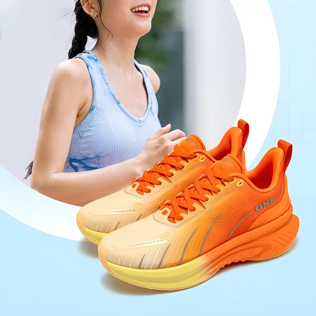 Low top running shoes in multiple colours with PU mesh upper and rubber sole.