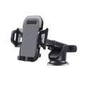 Black adjustable car phone holder for smartphones between 4 and 7 inches.
