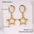 Pentagram fritillary cutout earrings in gold, 18K plated stainless steel, star and oval geometric shapes