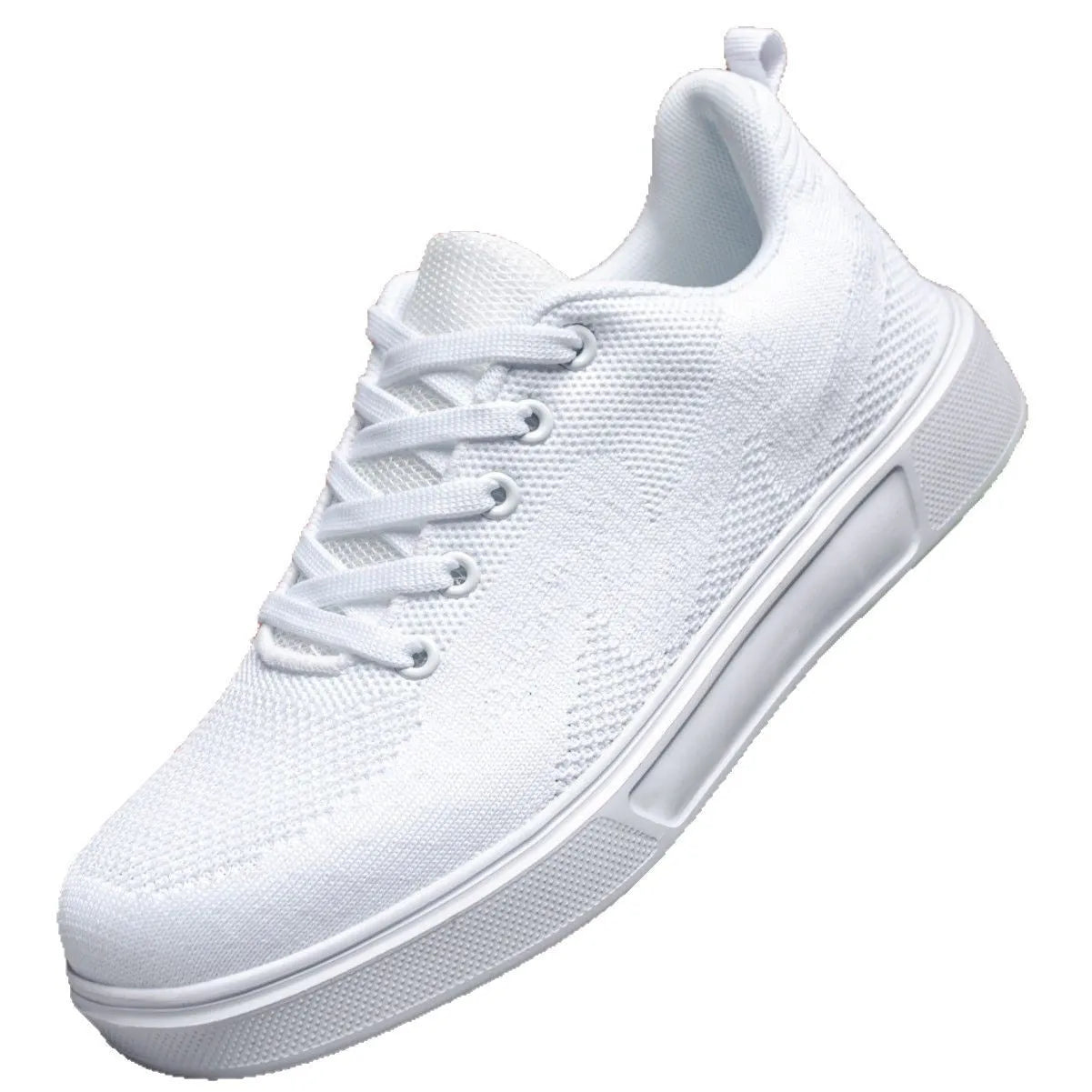 Light white casual board shoes with thick EVA soles and breathable mesh uppers