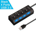 Black and white USB switch HUB for notebook computers with 4-port and 7-port connectivity options