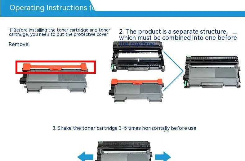 Compatible Brother TN-2215 toner cartridge for 2240D and 7360 printers, single adhesive black toner powder box