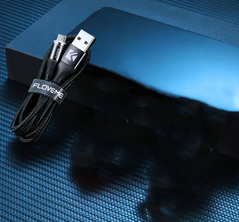 Magnetic USB-C fast charging cable with side light feature in black, red, or silver colour options