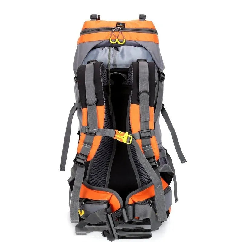 60 litre nylon mountaineering backpack in army green for men outdoor travel and camping