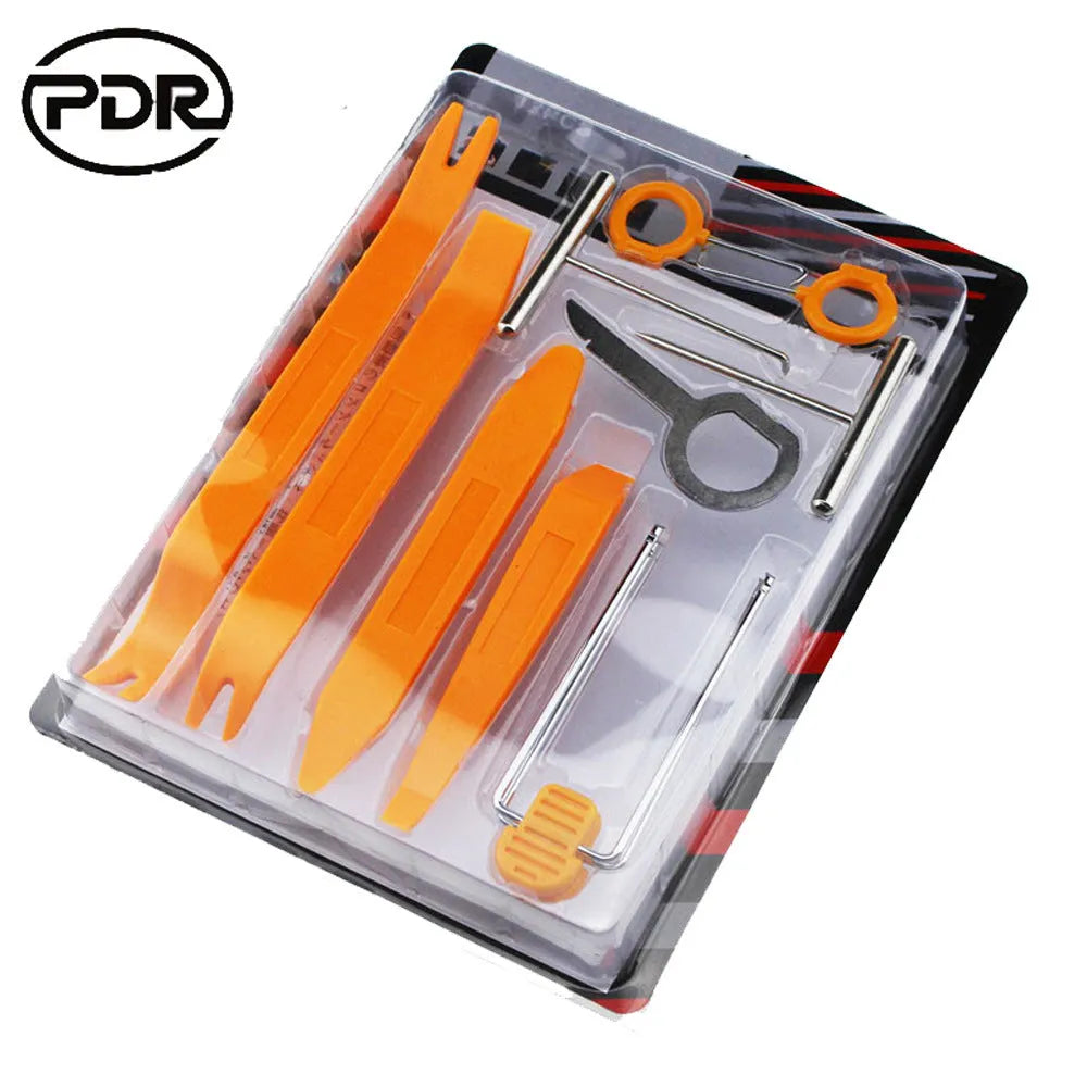 12-piece car radio panel removal tool set with pump angle for automotive trim and radio removal
