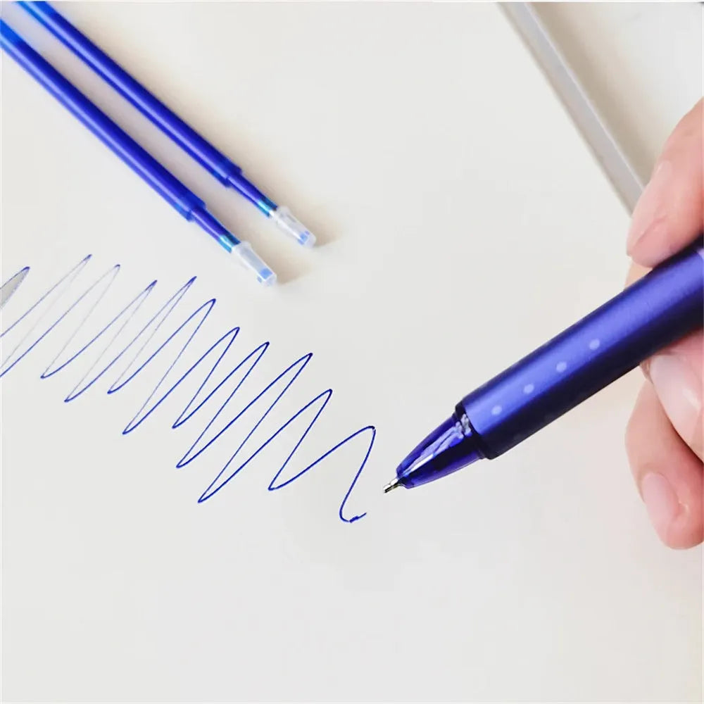 Blue and black erasable gel pen with 0.5mm stainless steel nib for primary school students