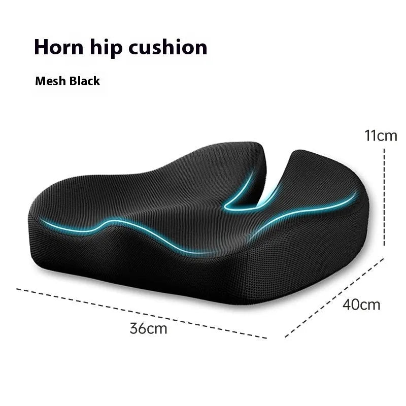 Memory foam office chair cushion in grey on desk chair