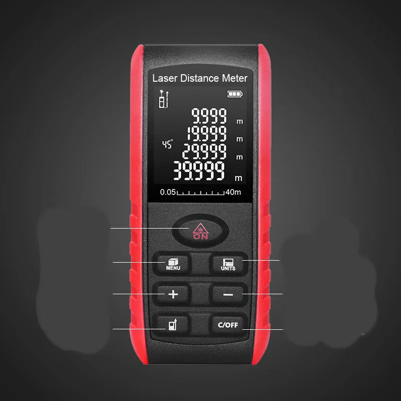 E series hand-held laser range finder with electronic display and compact ABS housing