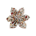 Small white flower cloth dog collar and leash set with matching vest and bow accessories