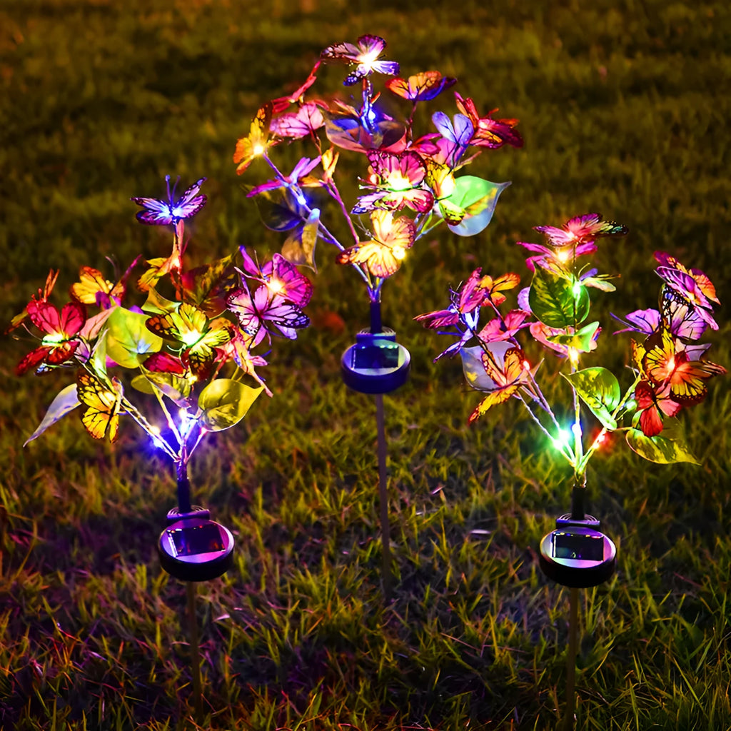 Solar butterfly courtyard light LED with IP65 protection, decorative lawn lamp in garden setting